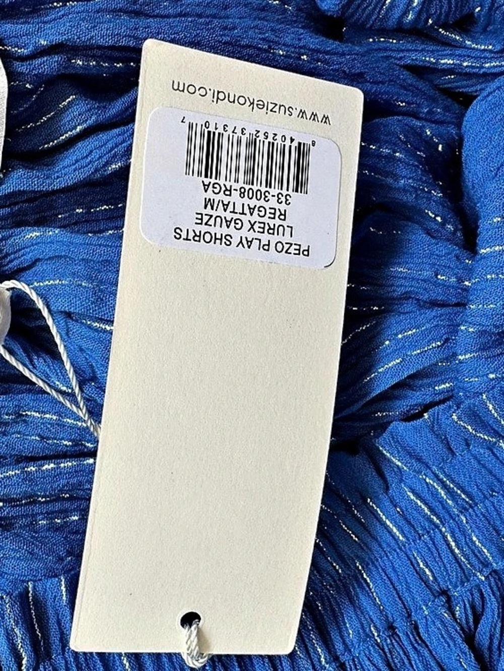 NWT Suzi Kondi Pezo Play Shorts size M blue lurex gauze - Picture 6 of 6